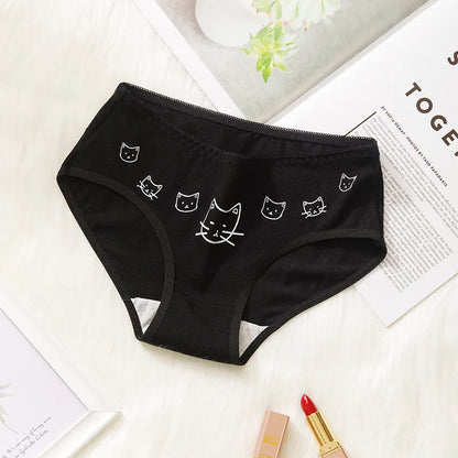 5Pcs/set Cotton Underwear Cute Cartoon Cat Panties for Woman Girl Soft Pantys Plus Size - BeautiMass