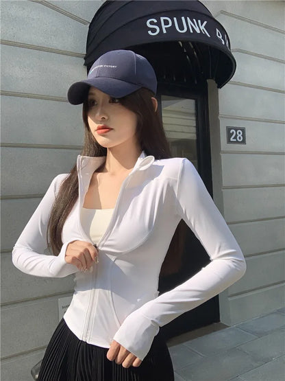 Women's Activewear Jacket Long Sleeve Slim Fit Sunscreen Sweatshirt - BeautiMass