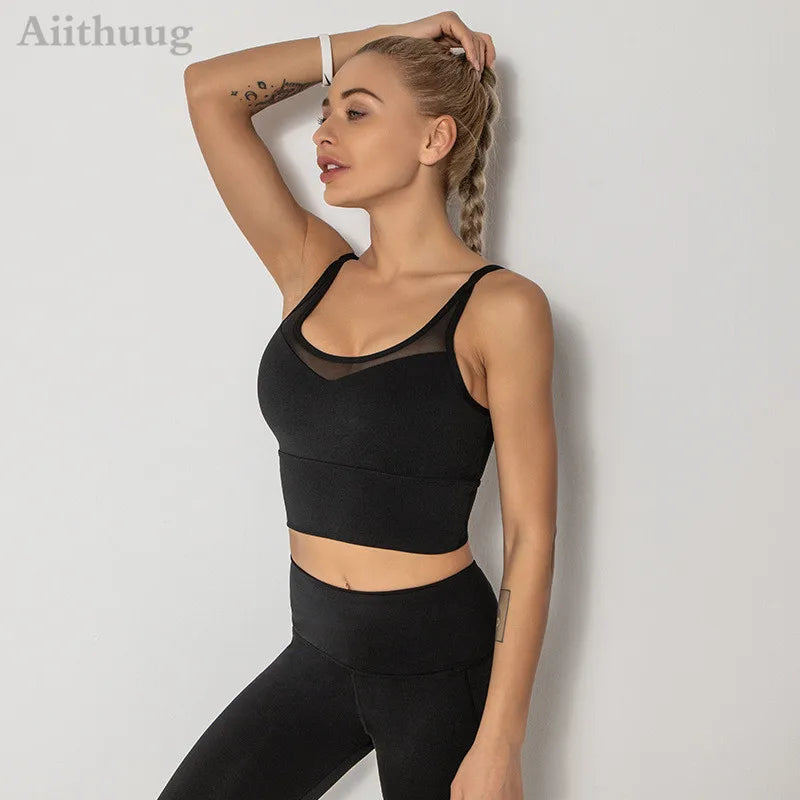 Aiithuug Yoga Bras Fitness Shirts Running Tops Sports Bras Gym Workout Crop Top Yoga Crop Tops Fitness Tank Top Running Bra BeautiMass