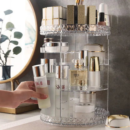 360 degree rotating transparent cosmetic storage box - BeautiMass