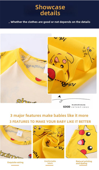 2pcs/set Pokemon Pikachu Kids Pajamas Cartoon Boys Girls Pajamas Sets - BeautiMass