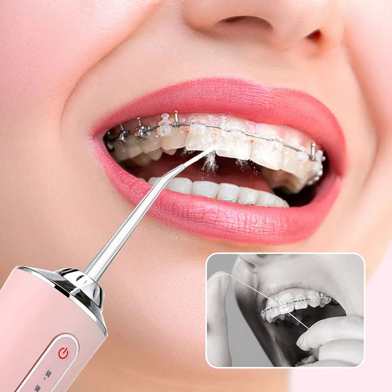 Powerful Battery Portable Electric Individual 230 Ml 3 Modes Toothbrush Combo Teeth Cleaning Oral Irrigator Water Dental Flosser BeautiMass