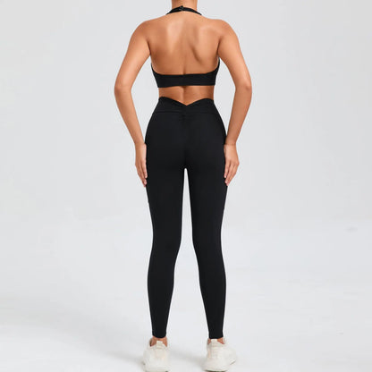 Women's Tracksuit Fitness Suit Yoga Sets Sportswear Clothes Bra+High Waist Leggings - BeautiMass