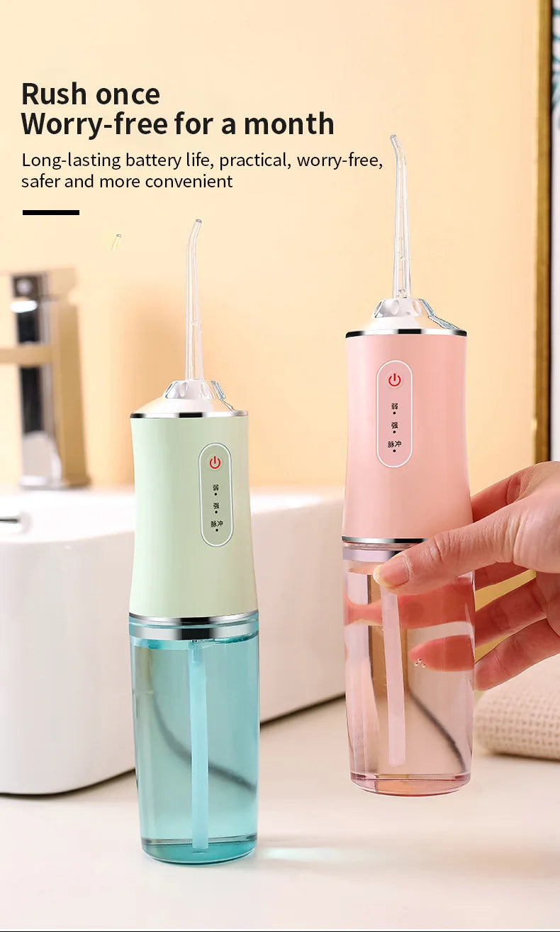 Oral Irrigator USB Rechargeable Water Flosser Portable Dental Water Jet 310ML Water Tank IPX7 Waterproof Teeth Cleaner Travel BeautiMass