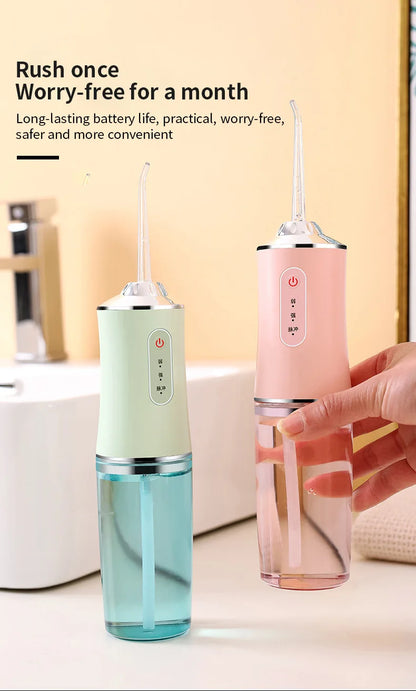 Oral Irrigator USB Rechargeable Water Flosser Portable Dental Water Jet 310ML Water Tank IPX7 Waterproof Teeth Cleaner Travel BeautiMass