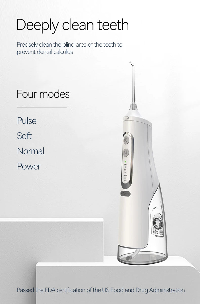 Oral Irrigator USB Rechargeable Water Flosser Portable Dental Water Jet 310ML Water Tank IPX7 Waterproof Teeth Cleaner Travel BeautiMass