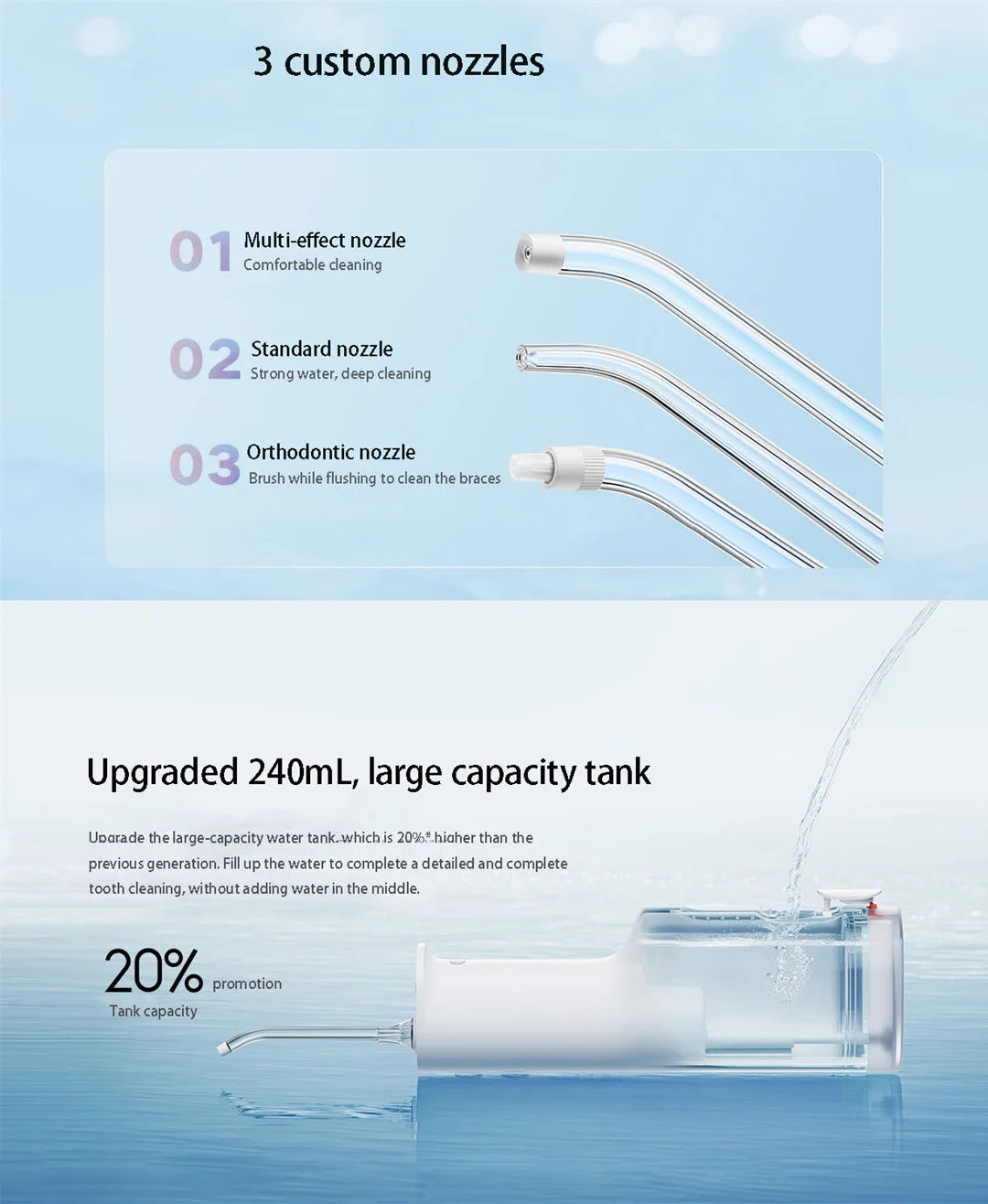 Xiaomi Mijia Oral Irrigator F300 MEO703 Waterpulse Dental Irrigator Portable Oral Flusher IPX7 240ML Water Tank Tooth Cleaner BeautiMass