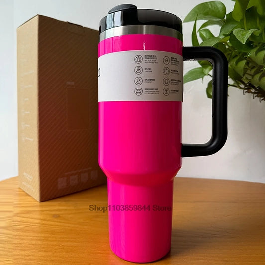 40Oz Stainless Steel Vacuum Insulated Tumbler Cups Brand With Lids And Straws Handle Straw Leakproof Flip Coffee Mugs BeautiMass