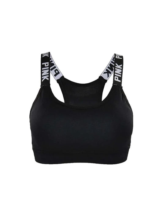 Women's Sports Bra Push Up Fitness Bra Yoga Bra Sport Underwear Running Gym Fitness Tops Black White Letters Seamless Underw - BeautiMass