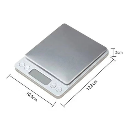 500g 0.01g Digital Electronic Weight Scale 3kg 0.1g Pocket Case Jewelry Food Scale Silver - BeautiMass