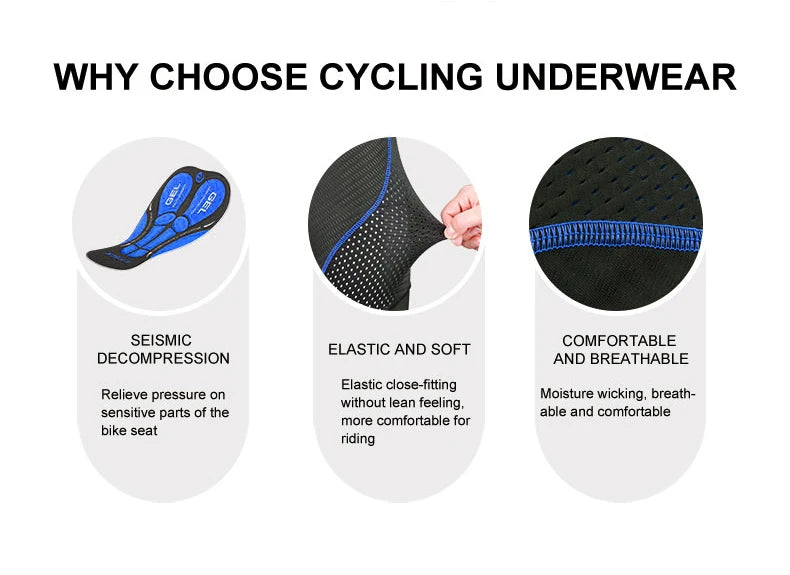 X-TIGER Cycling Underwear 5D Breathable Padded Gel Bike Shorts - BeautiMass