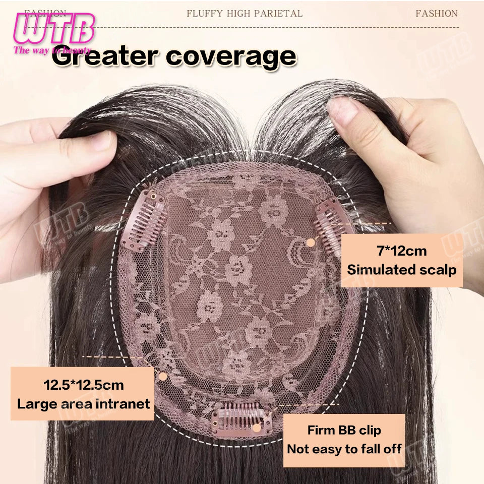 WTB Synthetic Wig Middle Part  Topper Hairpiece with Bangs Clip-In Bangs Extension Natural Invisible Clourse Hairpiece for Women BeautiMass