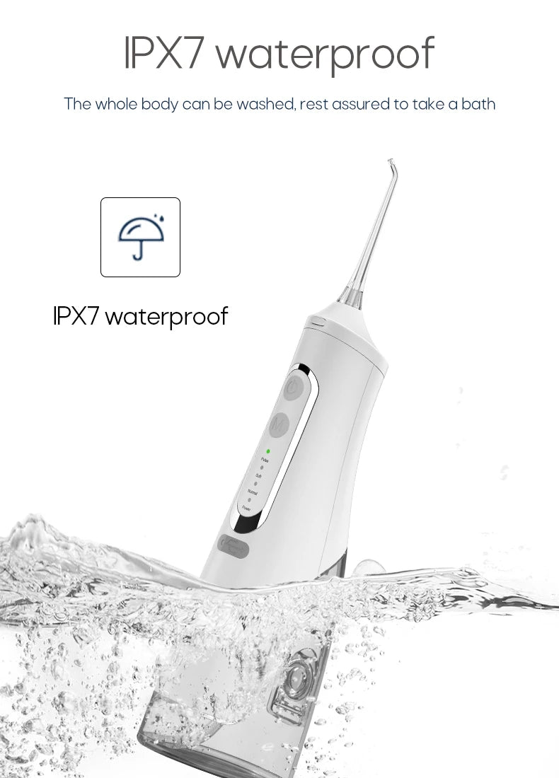 Oral Irrigator USB Rechargeable Water Flosser Portable Dental Water Jet 310ML Water Tank IPX7 Waterproof Teeth Cleaner Travel BeautiMass