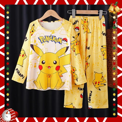 2pcs/set Pokemon Pikachu Cartoon Fashion Child Pajamas Sets Soft Holiday Gifts - BeautiMass