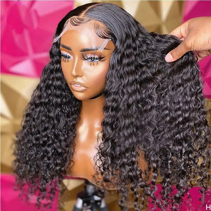 Deep Wave Lace Front 100% Human Hair Wigs 30 32Inch Indian Curly Remy 200% 13x4 13x6 Lace Frontal Wigs For Woman Pre Plucked BeautiMass