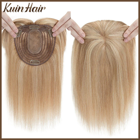 Silk Base Top Women Topper Clip In Real Human Hair Hairpiece Human Hair Extension Thin Breathable Blonde Toppers Hair Women Wig BeautiMass