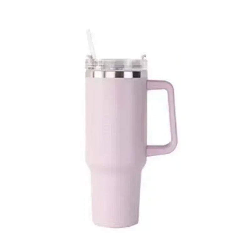 1200ML 304 Stainless Steel Insulated Water Bottle,40oz Thermal Coffee Car Cup, Cold Hot Mugs Vacuum Flask With Handle Straw,For BeautiMass