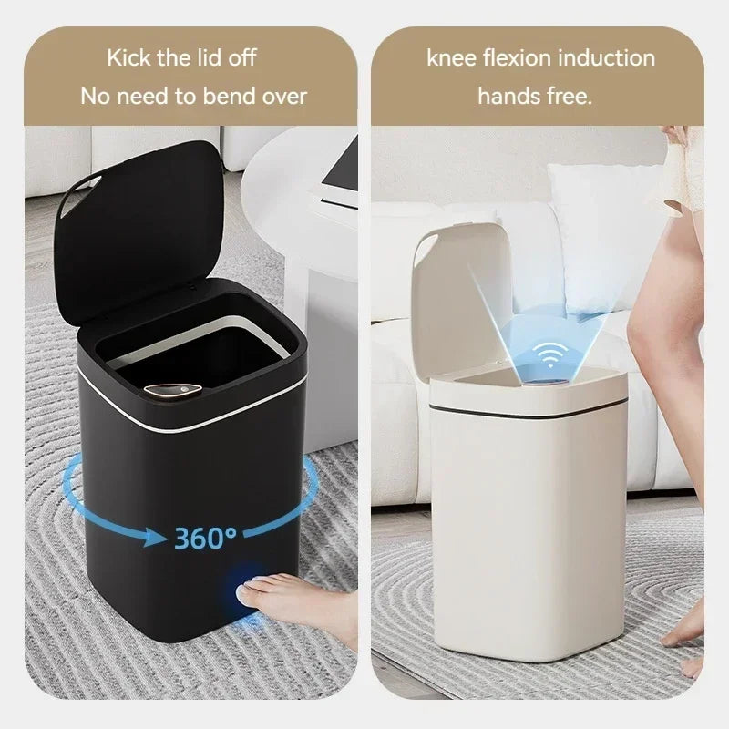 16L Smart Automatic Sensor Indoor Bathroom Crack Trash Can - BeautiMass