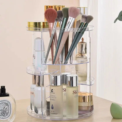 360 degree rotating transparent cosmetic storage box - BeautiMass