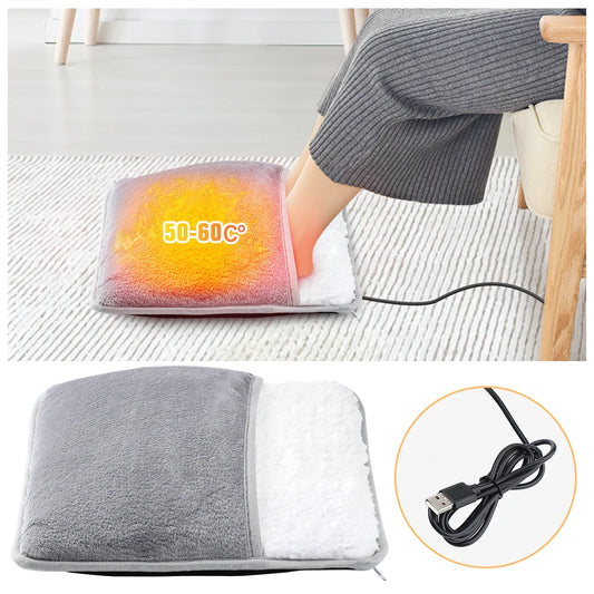 Winter Electric Foot Heating Pad USB Charging Soft Plush Washable Foot Warmer Heater Improve Sleeping Household Foot Warming Mat BeautiMass