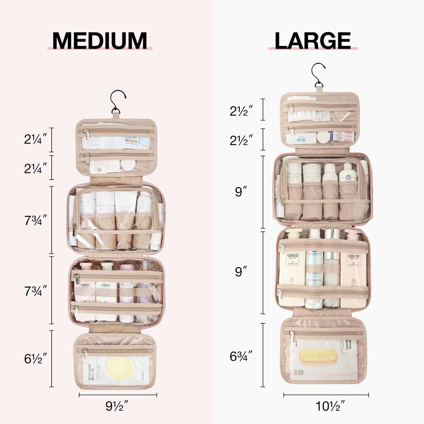 2pcs Multifunction Large Capacity Portable Cosmetic Makeup Bag - BeautiMass