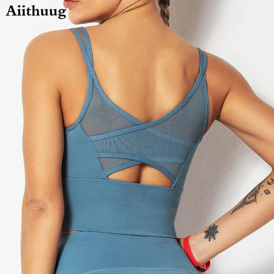 Aiithuug Yoga Bras Fitness Shirts Running Tops Sports Bras Gym Workout Crop Top Yoga Crop Tops Fitness Tank Top Running Bra BeautiMass