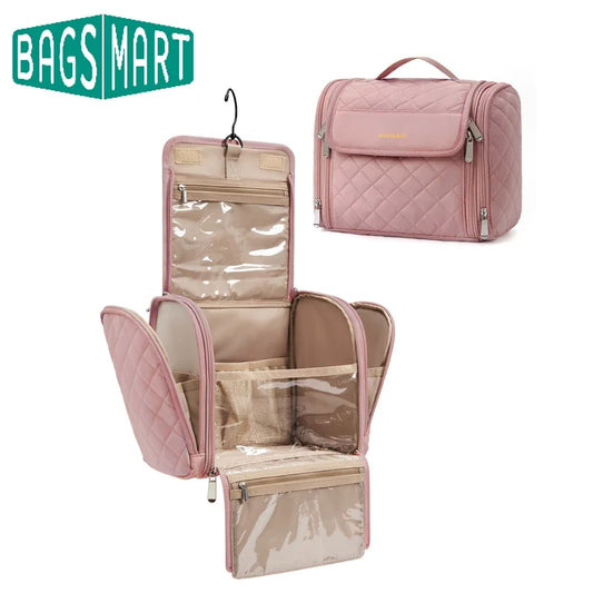 BAGSMART Women Makeup Travel Waterproof Storage Hanging Bag Toiletries Organizer - BeautiMass