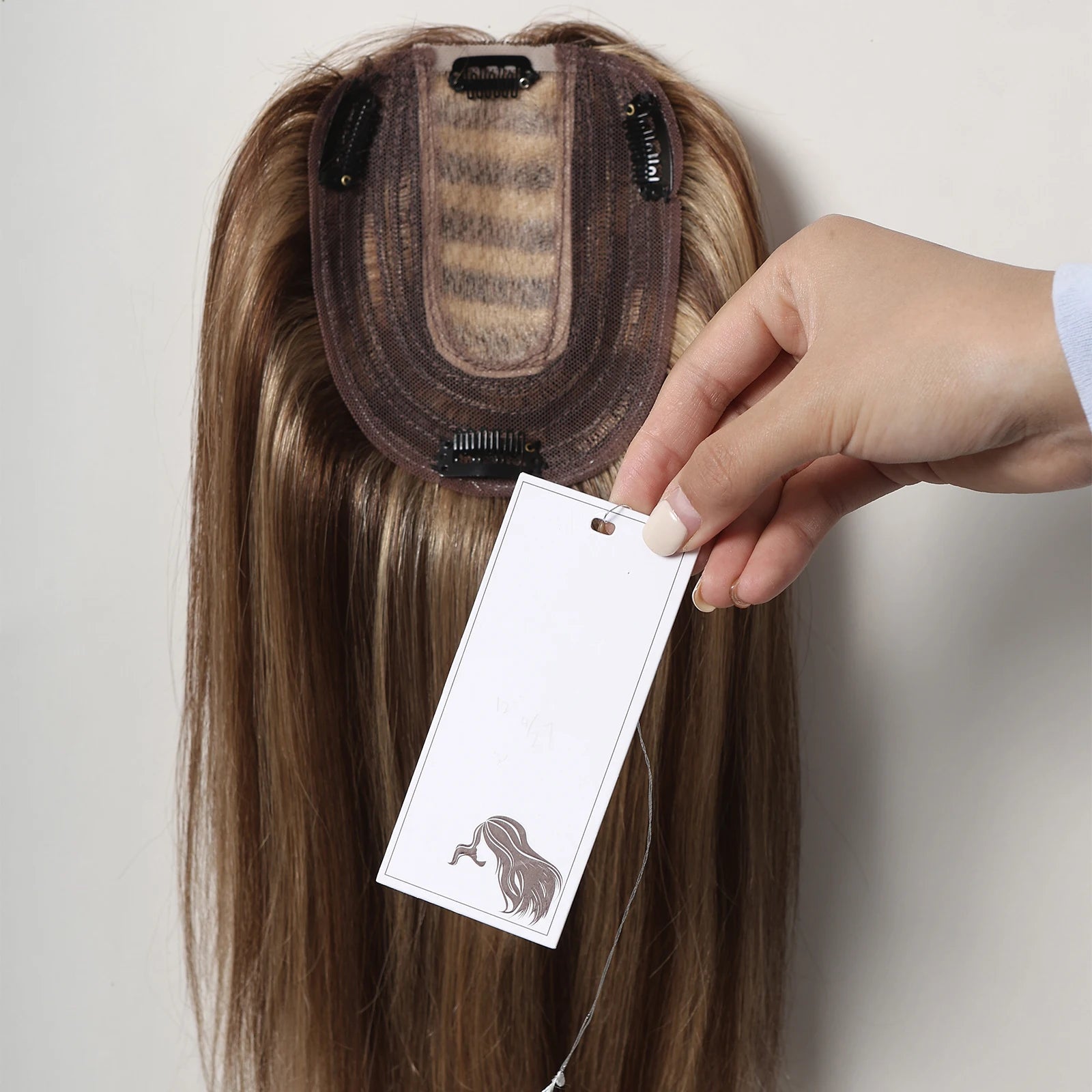 Brown Blonde Remy Human Hair Toppers Silk Base Hairpieces Clips in 12 inches Extensions - BeautiMass