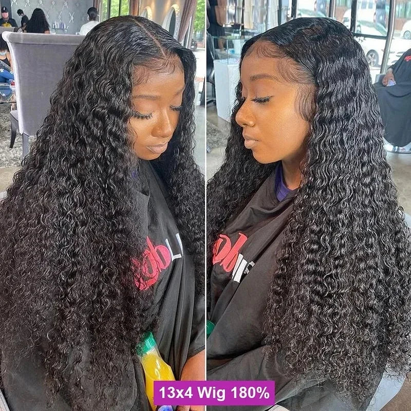 Deep Wave Lace Front 100% Human Hair Wigs 30 32Inch Indian Curly Remy 200% 13x4 13x6 Lace Frontal Wigs For Woman Pre Plucked BeautiMass