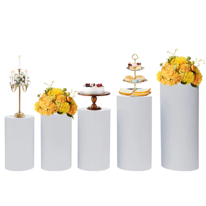 5Pcs Cylinder Stands Wedding Display Holder Wedding Cake Rack Metal Pedestal Stand Risers Set - BeautiMass