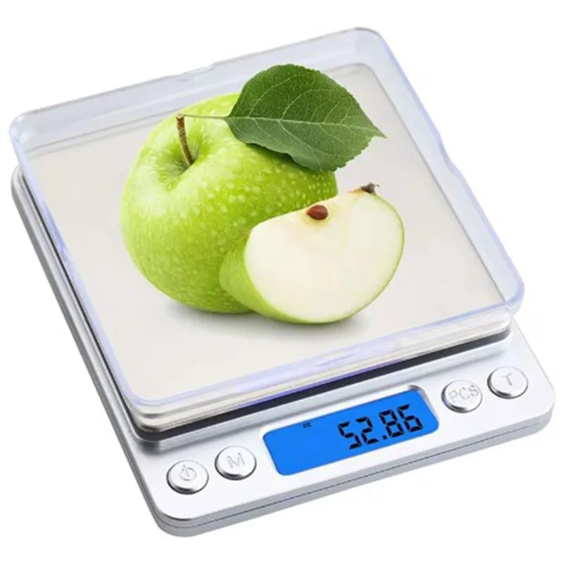 500g 0.01g Digital Electronic Weight Scale 3kg 0.1g Pocket Case Jewelry Food Scale Silver - BeautiMass