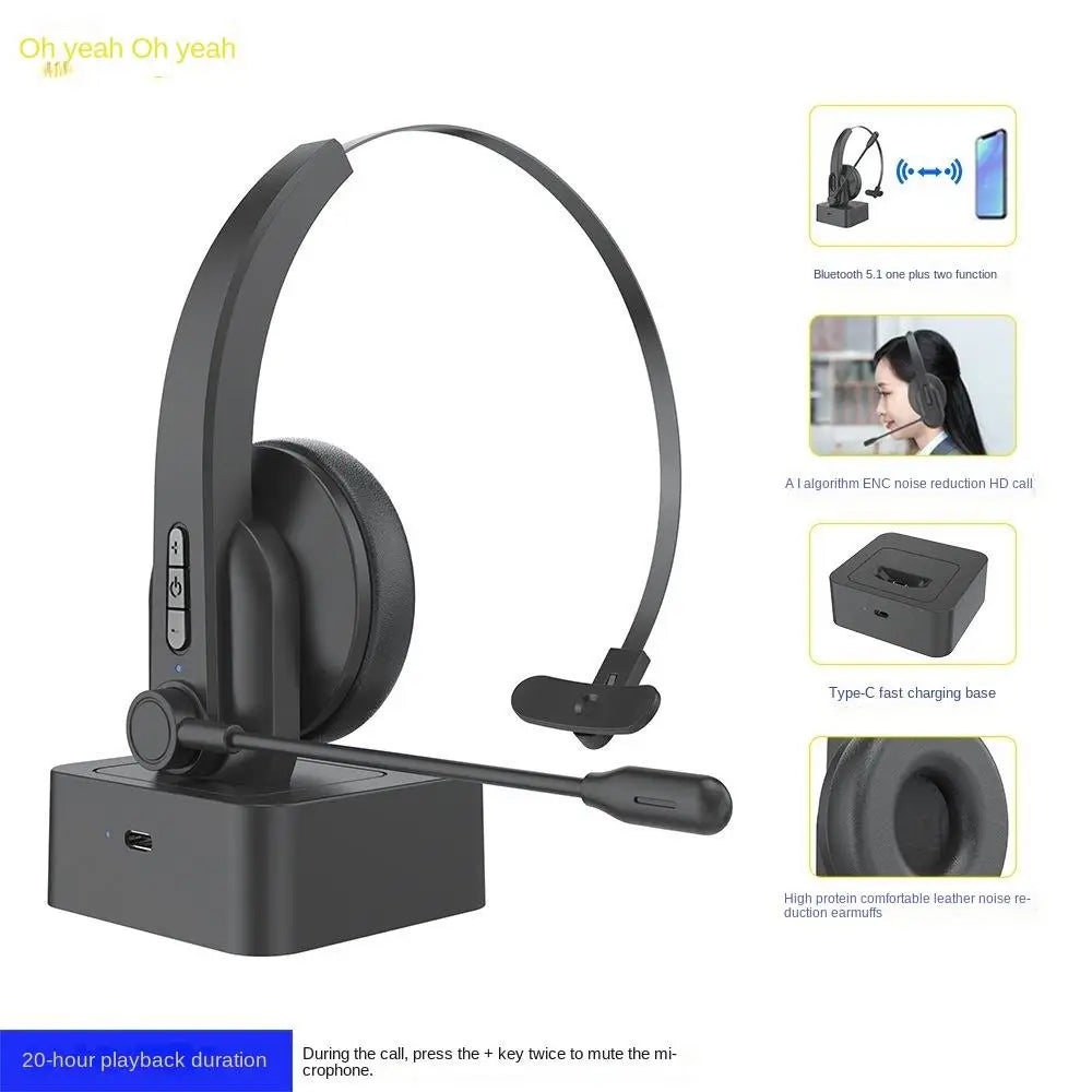 AI Single microphone Bluetooth call translation headset headset microphone telemarketing - BeautiMass