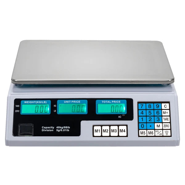 ACS-30 40kg/5g Digital Price Computing Scale for Vegetable US Plug Silver & White - BeautiMass