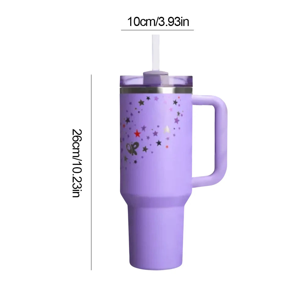 40oz Vacuum Insulated Tumbler with Lid & Straw Stainless Steel Water Bottle - BeautiMass