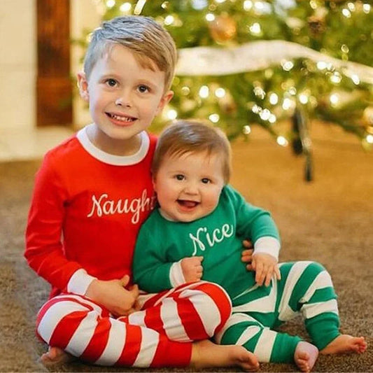 Autumn Christmas Stripes Pajamas Long Sleeve Top Pants 2 Pieces Winter Kids Sleepwear Clothing Sets - BeautiMass