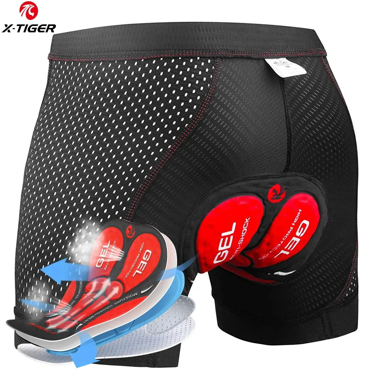 X-TIGER Cycling Underwear 5D Breathable Padded Gel Bike Shorts - BeautiMass