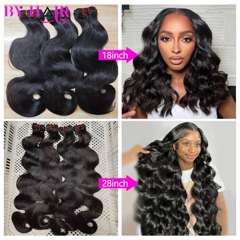 18 20 22 inch Double Drawn Body Wave Human Hair Bundles Full and Thick Hair Extensions - BeautiMass