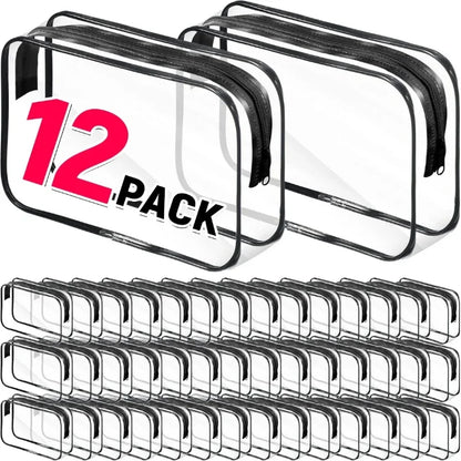 12PCS Transparent PVC Women Zipper Clear Makeup Beauty Bag - BeautiMass