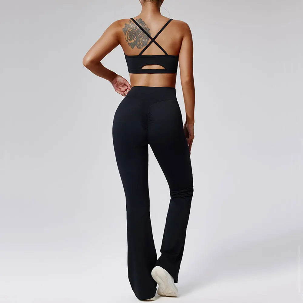 Women Tracksuit 2PCS Yoga Set Workout Clothes Sportswear Gym Clothing High Waist Leggings - BeautiMass