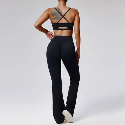 Women Tracksuit 2PCS Yoga Set Workout Clothes Sportswear Gym Clothing High Waist Leggings - BeautiMass