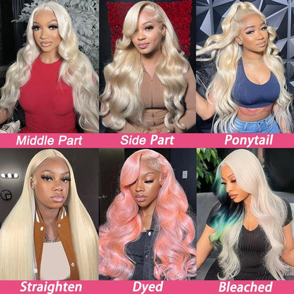 HD Lace Frontal Honey Blonde Human Hair 13x6 28 Inch Blonde Lace Front Body Wave Wigs - BeautiMass