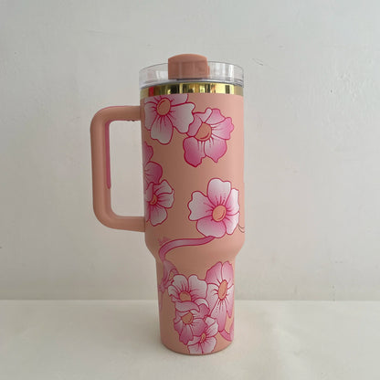 2024 NEW Barbie Handle Straw Lid Stainless Steel 40oz Vacuum Insulated Car Mug Double Wall Hot Ice Travel Mug BeautiMass