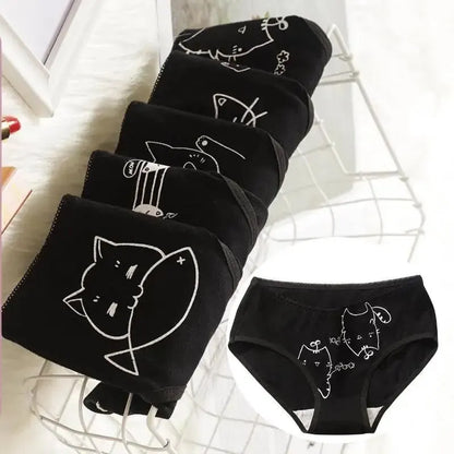 5Pcs/set Cotton Cartoon Cute Panties Short Underwear For Women Ladies - BeautiMass