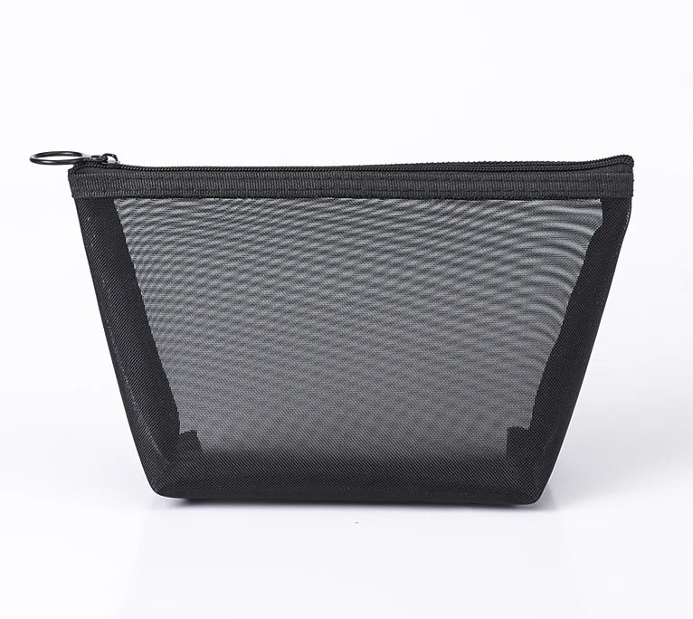 Transparent Mesh Zipper Cosmetic Women Organizer Bag - BeautiMass