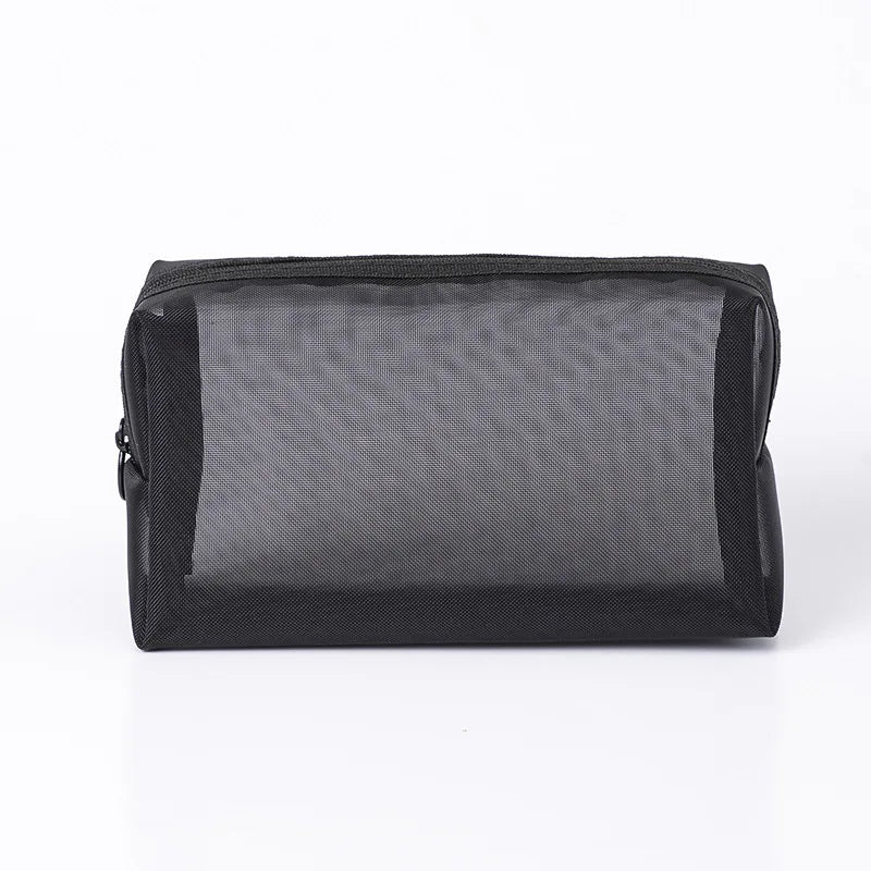 Transparent Mesh Zipper Cosmetic Women Organizer Bag - BeautiMass