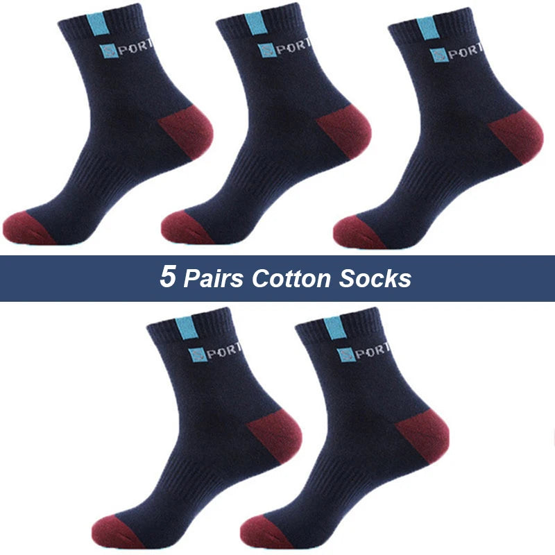 5 Pair Bamboo Fiber Autumn Winter Men Breathable Cotton Sports Socks - BeautiMass