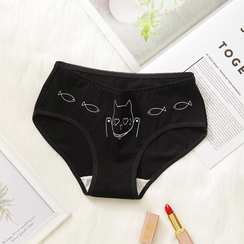 5Pcs/set Cotton Cartoon Cute Panties Short Underwear For Women Ladies - BeautiMass