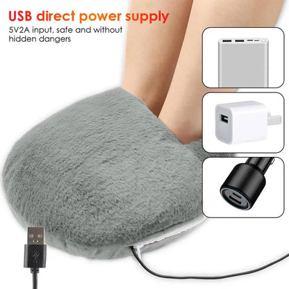 Winter USB Charging Electric Foot Heating Pad Universal Soft Plush Washable Foot Warmer Heater Household Foot Warming Mat BeautiMass