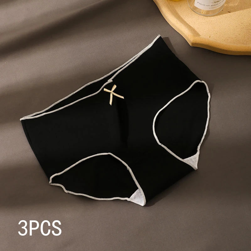 3pcs Women's Ice Silk Seamless Triangle Low Waist And European-American Style Underwear - BeautiMass