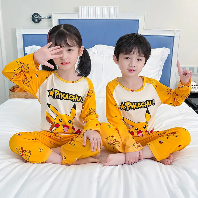 2pcs/set Pokemon Pikachu Cartoon Fashion Child Pajamas Sets Soft Holiday Gifts - BeautiMass